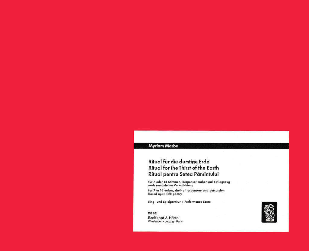 Marbe Myriam - Ritual Fur Die Durstige Erde - Soli Mixed Choir Percussion