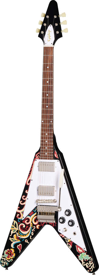 Flying V Signature Jimi Hendrix "love Drops" Ebony W/ Artwork