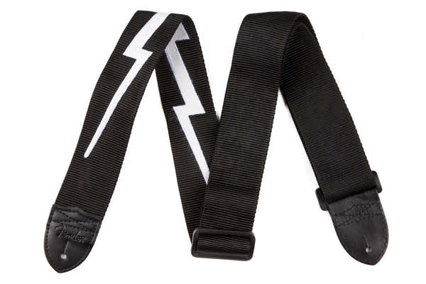 Fender 2" Nylon gitaarband met bliksemschicht Zwart