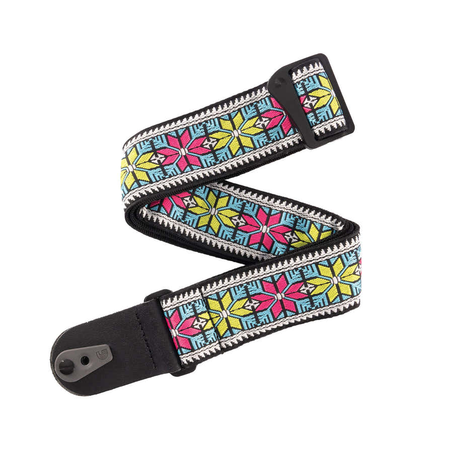 Pad Lock Woven Guitar Strap Parallel Flowers
