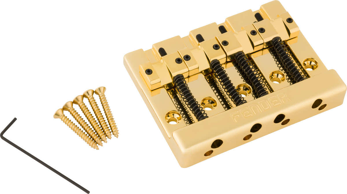 Fender HiMass 4-String Bass Bridge Assembly With Brass Saddles Gold