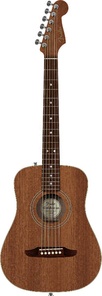 Fender California Standard Redondo Mini met tas Sapele bovenblad Naturel Sapele