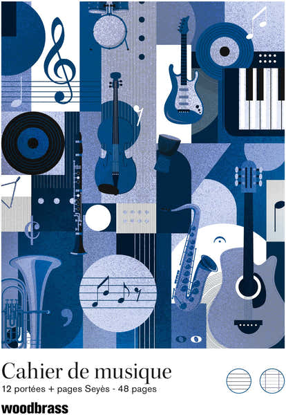 Woodbrass Cahier de musique 12 Portées + pages Seyes - 48 pages