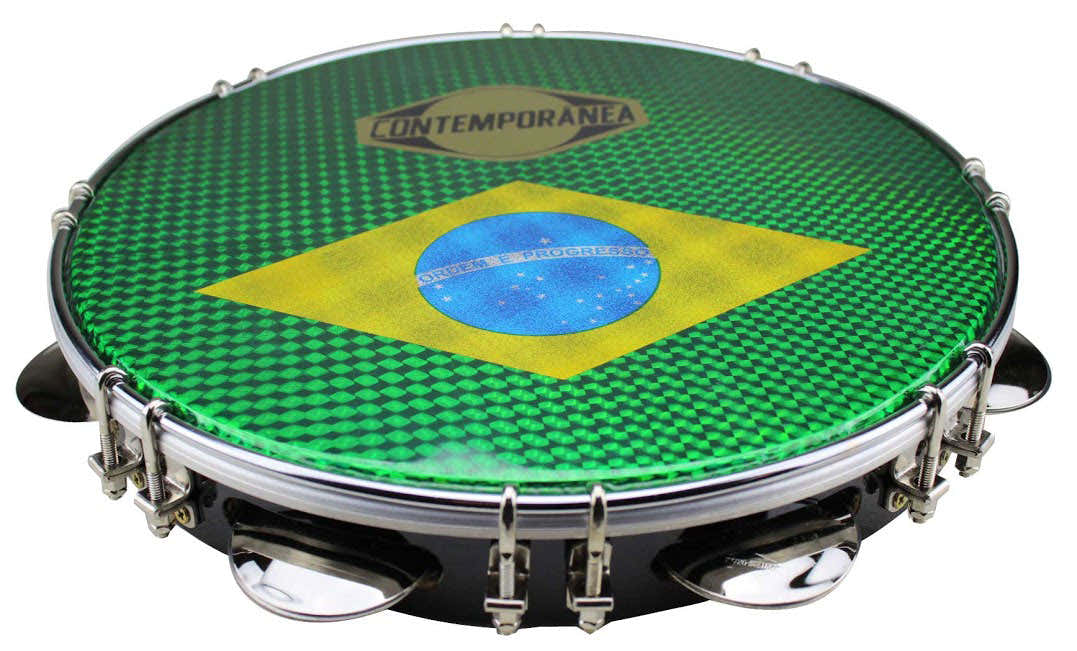 C-PL11-01B - Pandeiro 11" Zwart - Braziliaanse vlag