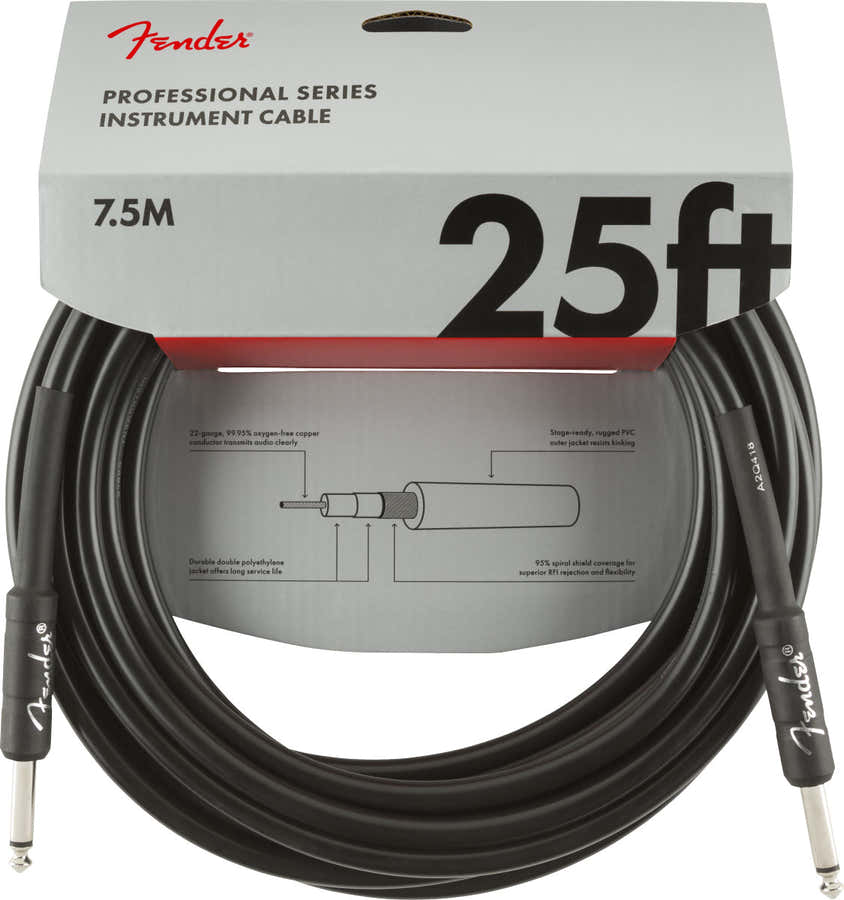 7,5m Professional Instrument Cable Black