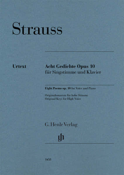 Henle Verlag Strauss Richard - Huit Poemes Op.10 - Voix Haute & Piano