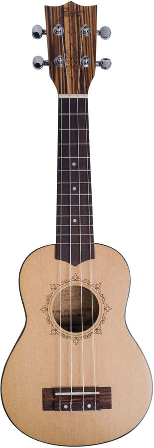 DUS320 Soprano Ukulele - Zebrawood B&S (With Bag)