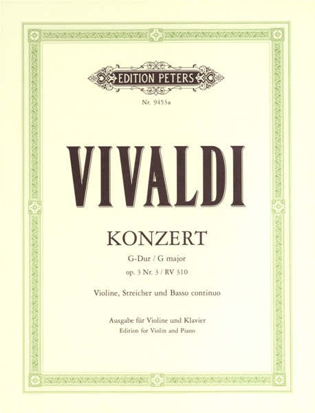 Vivaldi Onio - Concerto In G Op.3 No.3, Rv 310 - Violin And Piano