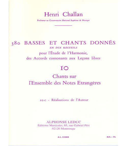 CHALLAN H. - 380 BASSES ET CHANTS DONNES VOL.10C REALISATION