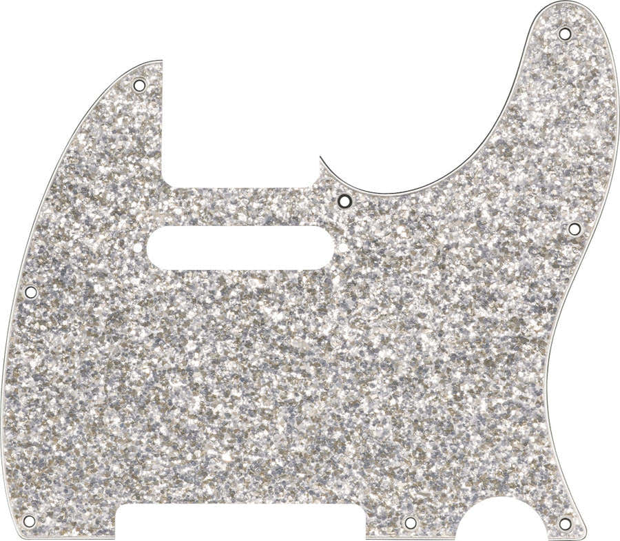 Hybrid Glass/Glitter Tele S/S Pickguard, Silver Sparkle