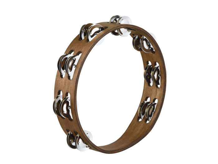 Tambourin BR. Noyer 2 Rangees Cymbales Nickel