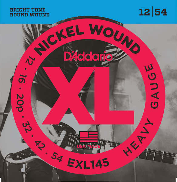 EXL145 NICKEL WOUND ELECTRIC GUITAR STRINGS HEAVY 12-54 WITH PLAIN STEEL 3RD