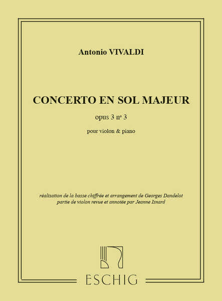 Vivaldi A. - Concerto En Sol Majeur Op.3 N°3 - Violon et Piano