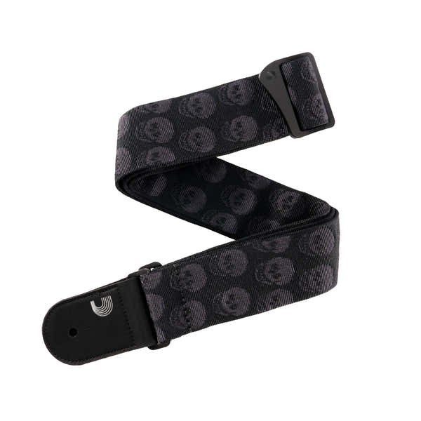 Gevlochten Gitaarband Skulls Black Tubular