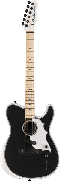 Telecaster Acoustasonic Triplesonic Jack White Satijn Arctic Wit Met Zwarte Top Gereconditioneerd