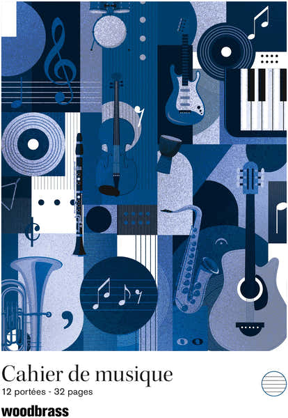 Woodbrass Cahier de musique 12 Portées - 32 pages