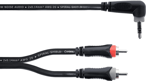 Câble Y Bretelle Mini-jack Stéréo Coudé / 2 RCA 1,5 M