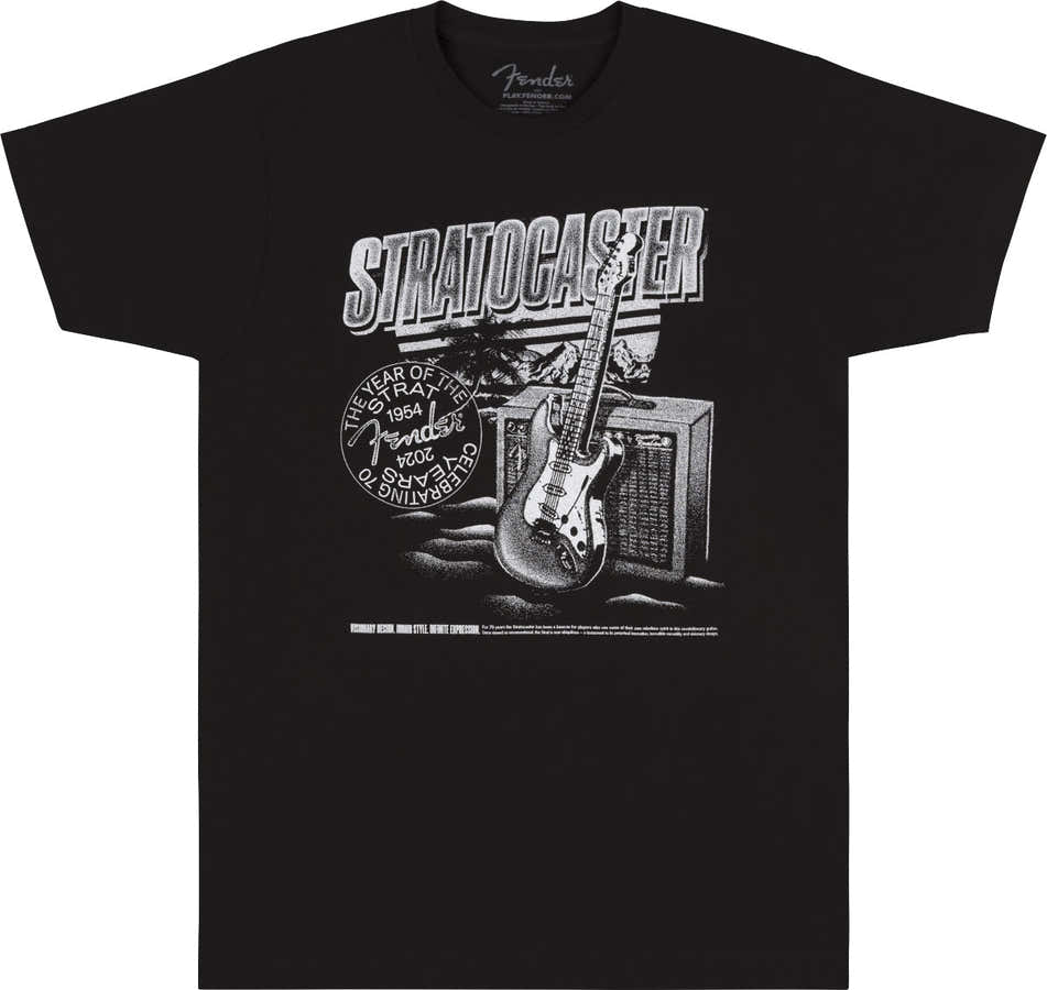 Fender Stratocaster 70Th Anni Tee Black L