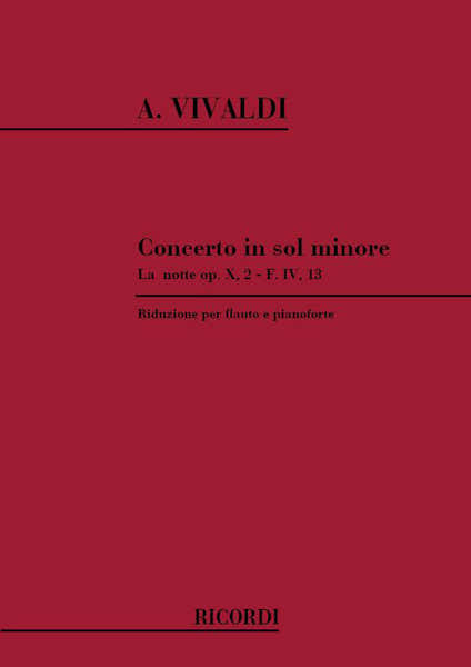 VIVALDI A. - CONCERTO IN SOL MIN - LA NOTTE OP.X N 2 - FLUTE ET PIANO