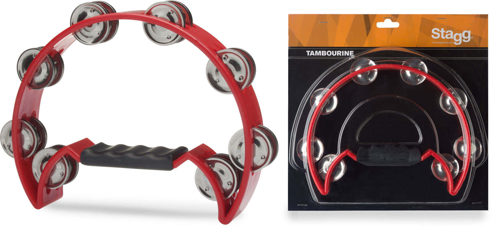 Tambourin 1/2 Lune 16 Cymbalettes Rouge