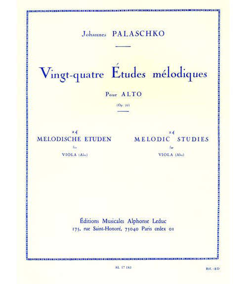 Leduc PALASCHKO - 24 ETUDES MELODIQUES - ALTO