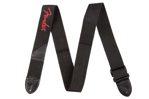 Fender 2" Zwarte polyesterband met rood logo