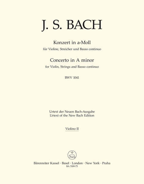 BACH J.S. CONCERTO EN LA MINEUR BWV 1041 POUR VN, CORDES ET BC