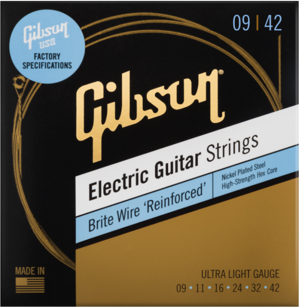 Gibson Accessories FACTORY SPEC STRINGS BRITE WIRE 'REINFORCED' ELECTRIC GUITAR ULTRA-LIGHT