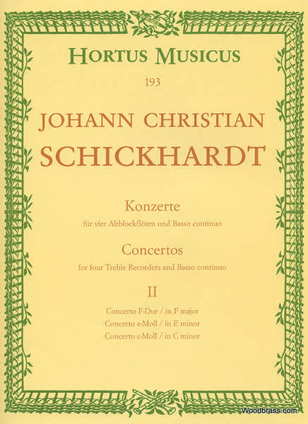Schickhardt J.C. - Sechs Konzerte FüR Vier Altblockflöten Und BC - Heft 2