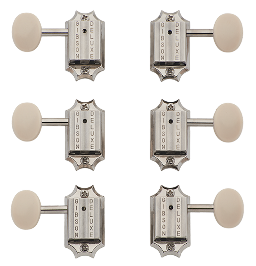 Deluxe White Button Tuner Set Vintage Nickel