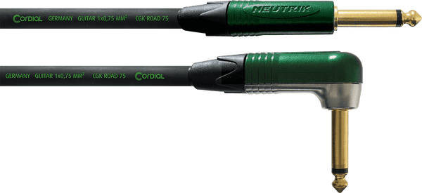 Cable Guitare Jack Droit /Coudé 6 M Vert