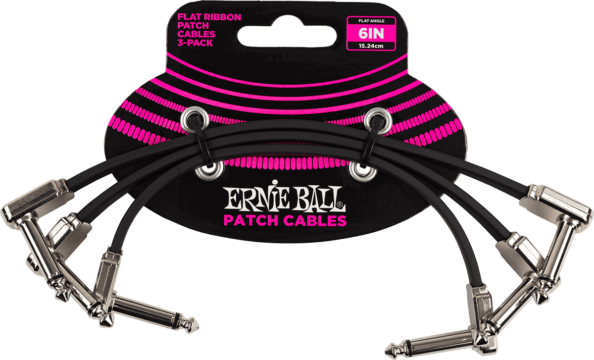 Instrumentkabel Patch Pakket van 3 - Haaks Dun & Plat - 15 CM