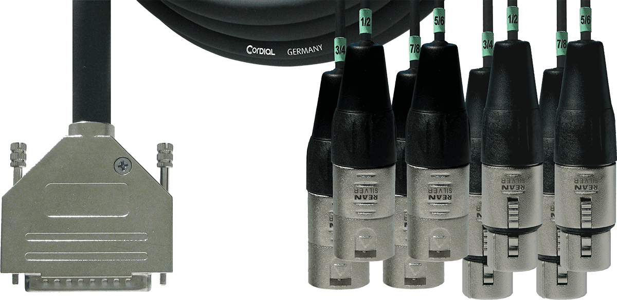 Câble Interface SUB-d/4 XLR Mâles + 4 XLR Femelles 3 M