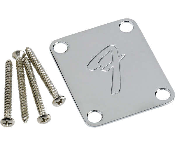 Fender 4-bolt Vintage-style Neck Plate "F" (chrome)