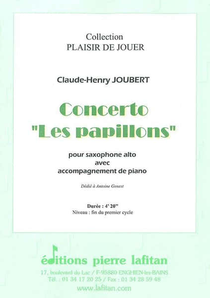 Lafitan Joubert CLAUDE-henry - Concerto Les Papillons - Saxophone Alto & Piano