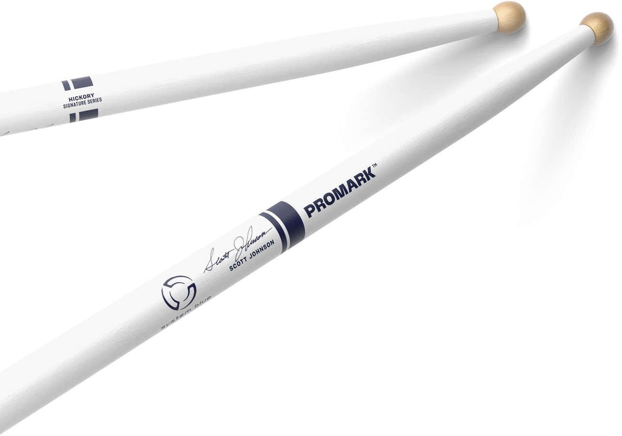 TXDC17W-WHITE - American Hickory Scott Johnson Marching Drumsticks