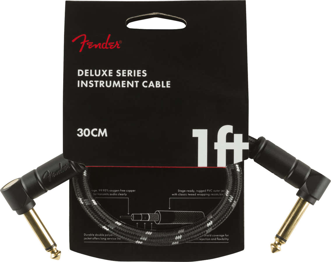 30cm Deluxe Instrument Cable Angle/angle Black Tweed