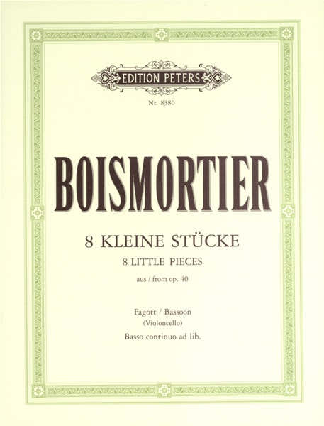 Edition Peters Boismortier Joseph Bodin De - 8 Little Pieces From Op.40 - Bassoon And Piano