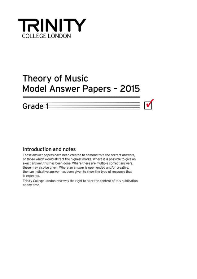 Trinity College London Theory Model Answers Paper (2015) Grade 1 ( All Instruments)