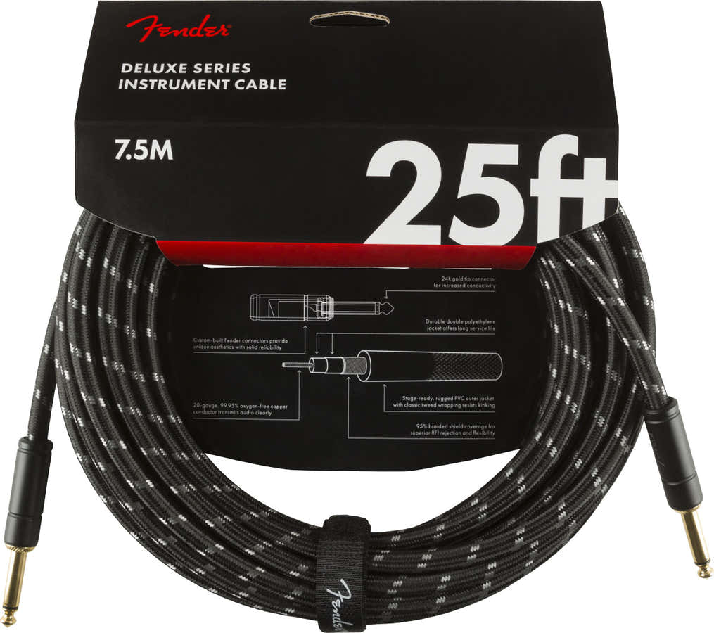 7,5m Deluxe Instrument Cable Black Tweed