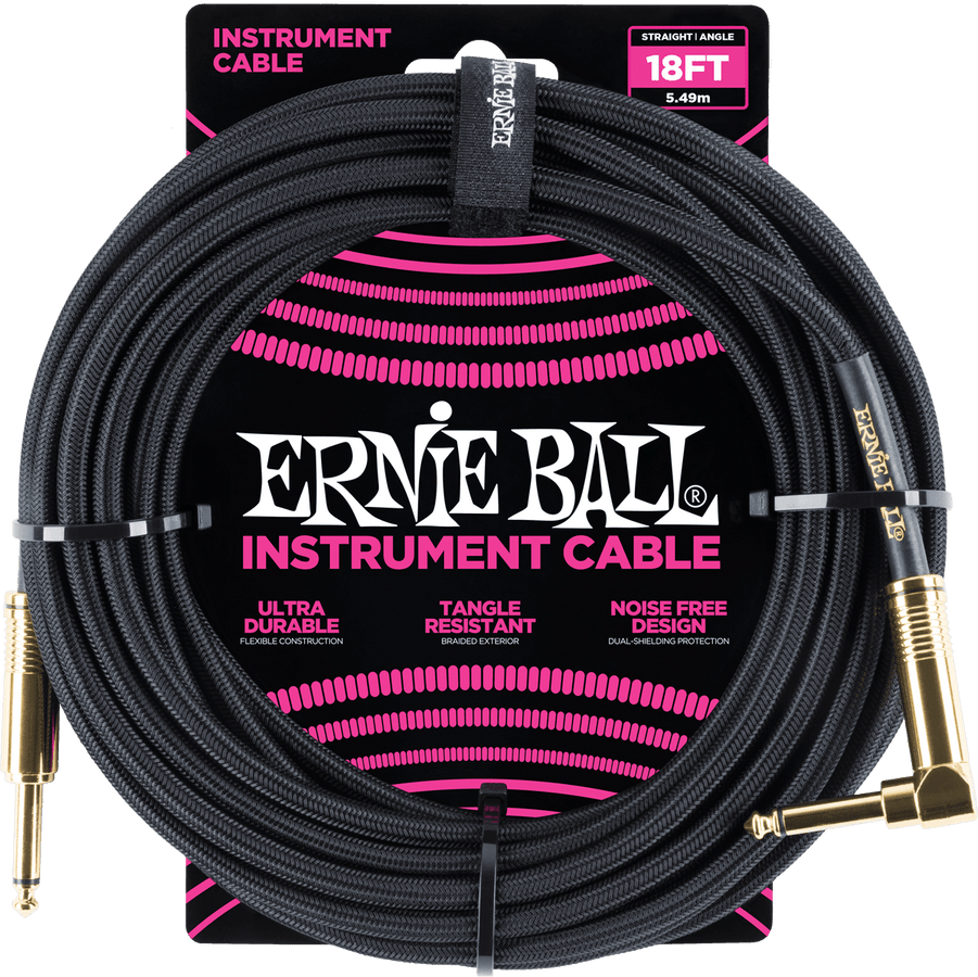 Cables Instrument Gaine Tisse Jack/jack Coudé 5,5M Noir