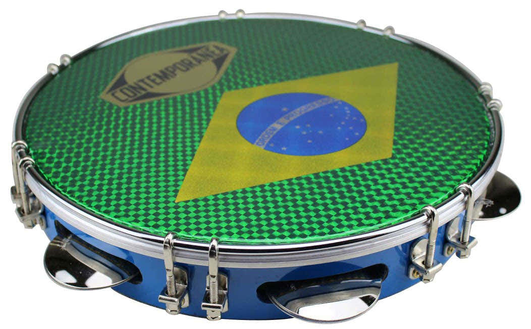 C-PL10-01BLUE Pandeiro 10" Bleu Drapeau Brésil