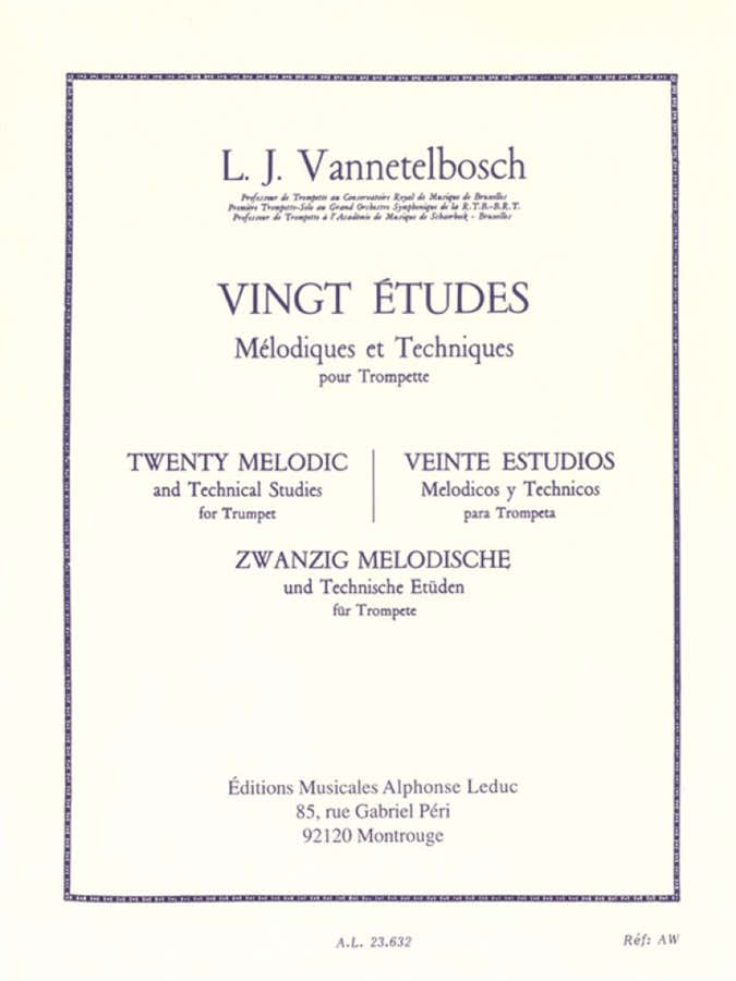Vannetelbosch Louis Julien - 20 Etudes Melodiques et Techniques - Trompette