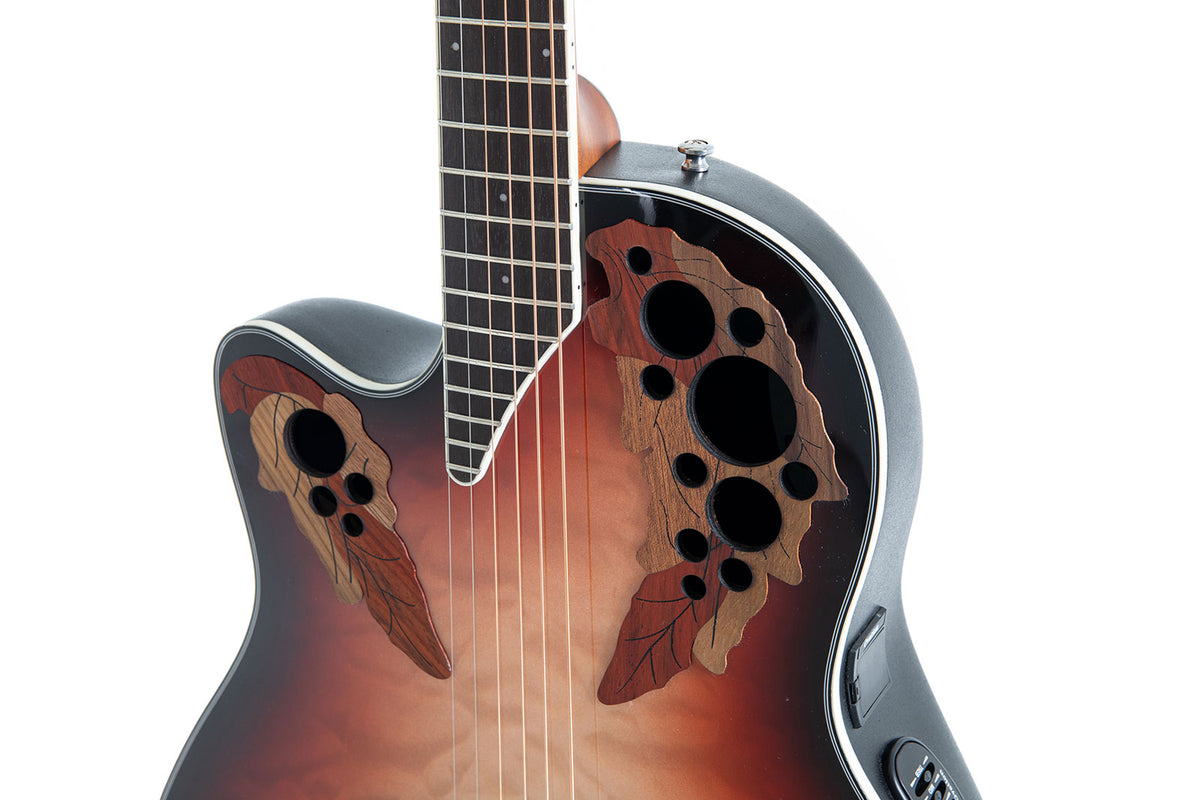 Elektro-Akoestische Gitaar Celebrity Elite Plus Mid Cutaway Lefthand Ruby Burst