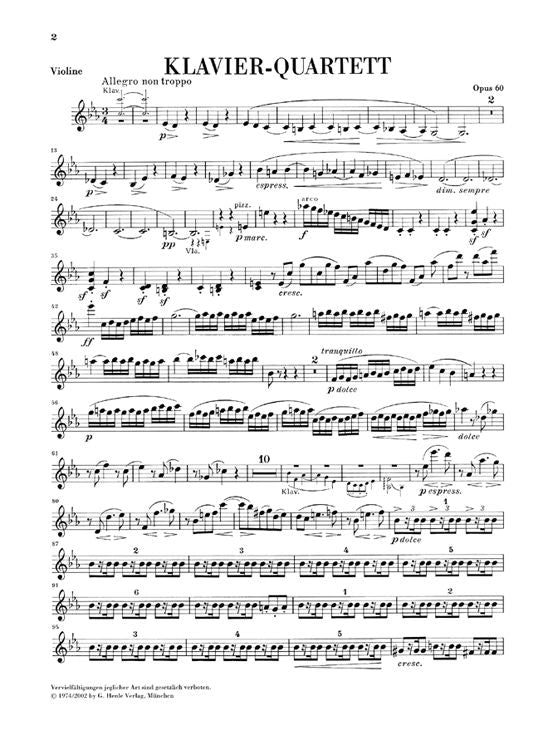 Brahms J. - Piano Quartet C Minor Op. 60