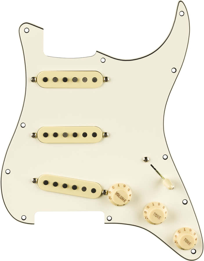 Pre-wired Strat Pickguard Pure Vintage '59 W/Rwrp Midde parchment 11 Hole Pg