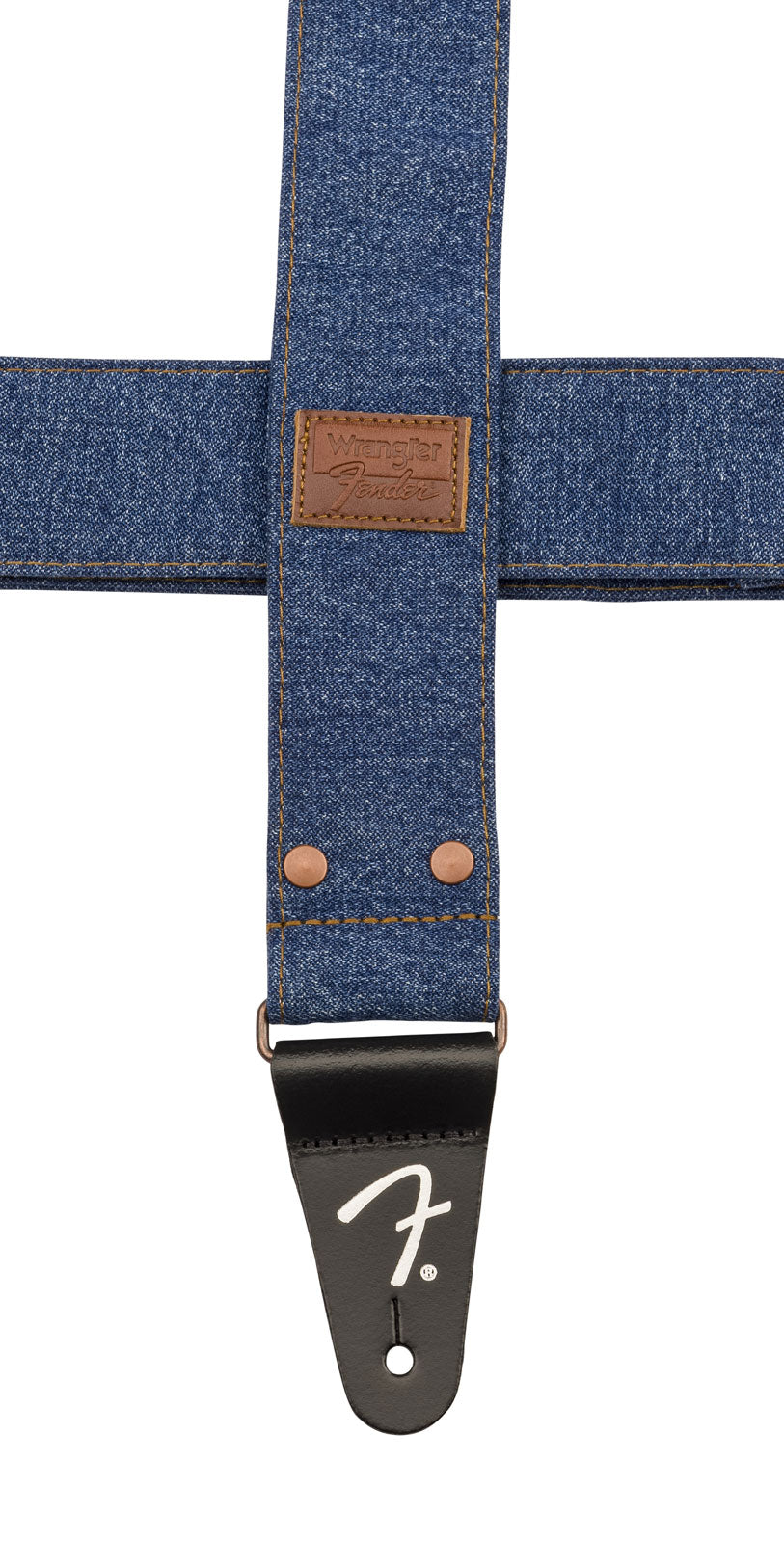 x Wrangler denim gitaarband met klinknagels indigo