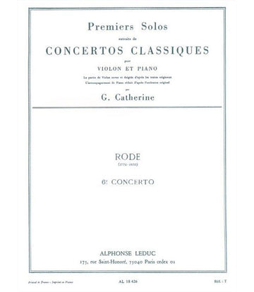 RODE PIERRE - SOLO N°1 DU CONCERTO N°6 (CATHERINE) - VIOLON ET PIANO