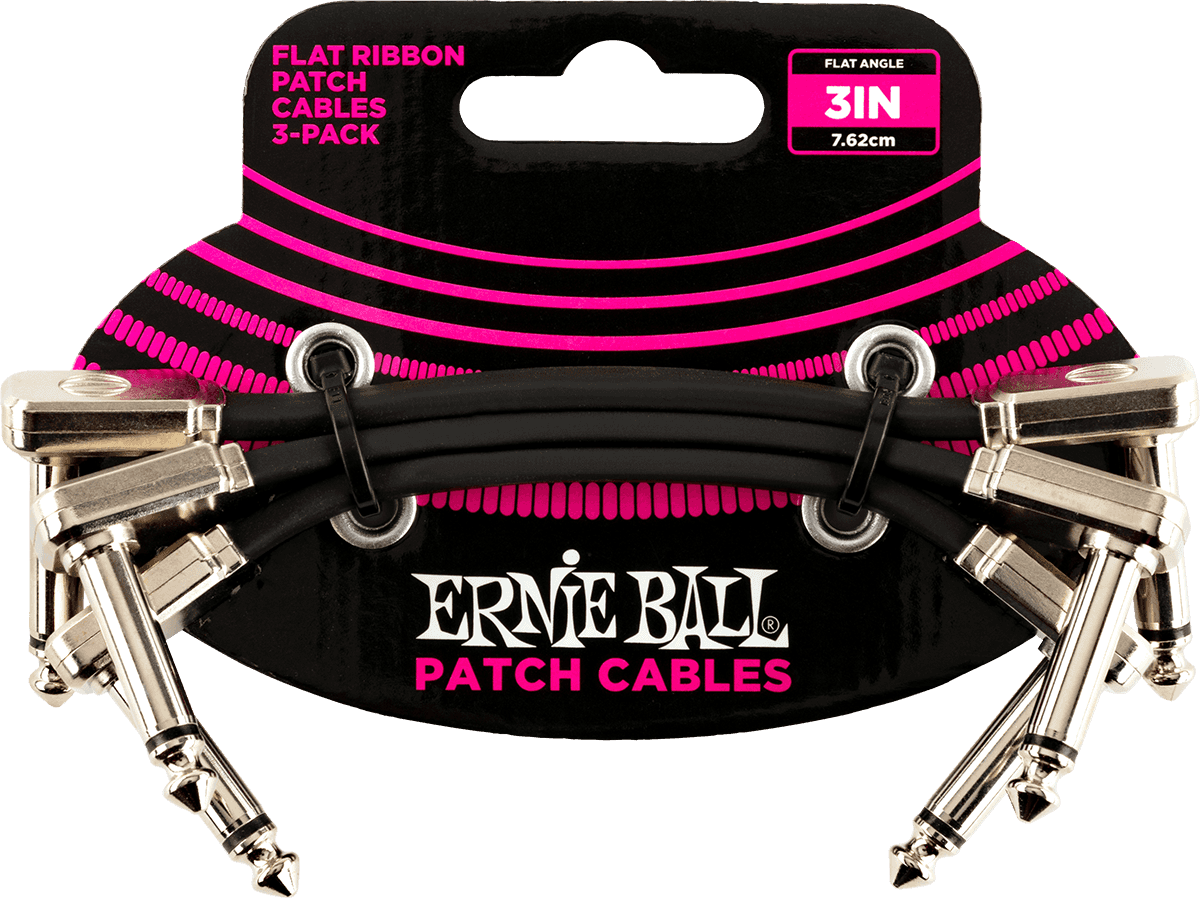 Cables Instrument Patch Pack de 3 - Coudé Fin & Plat - 7,5 Cm
