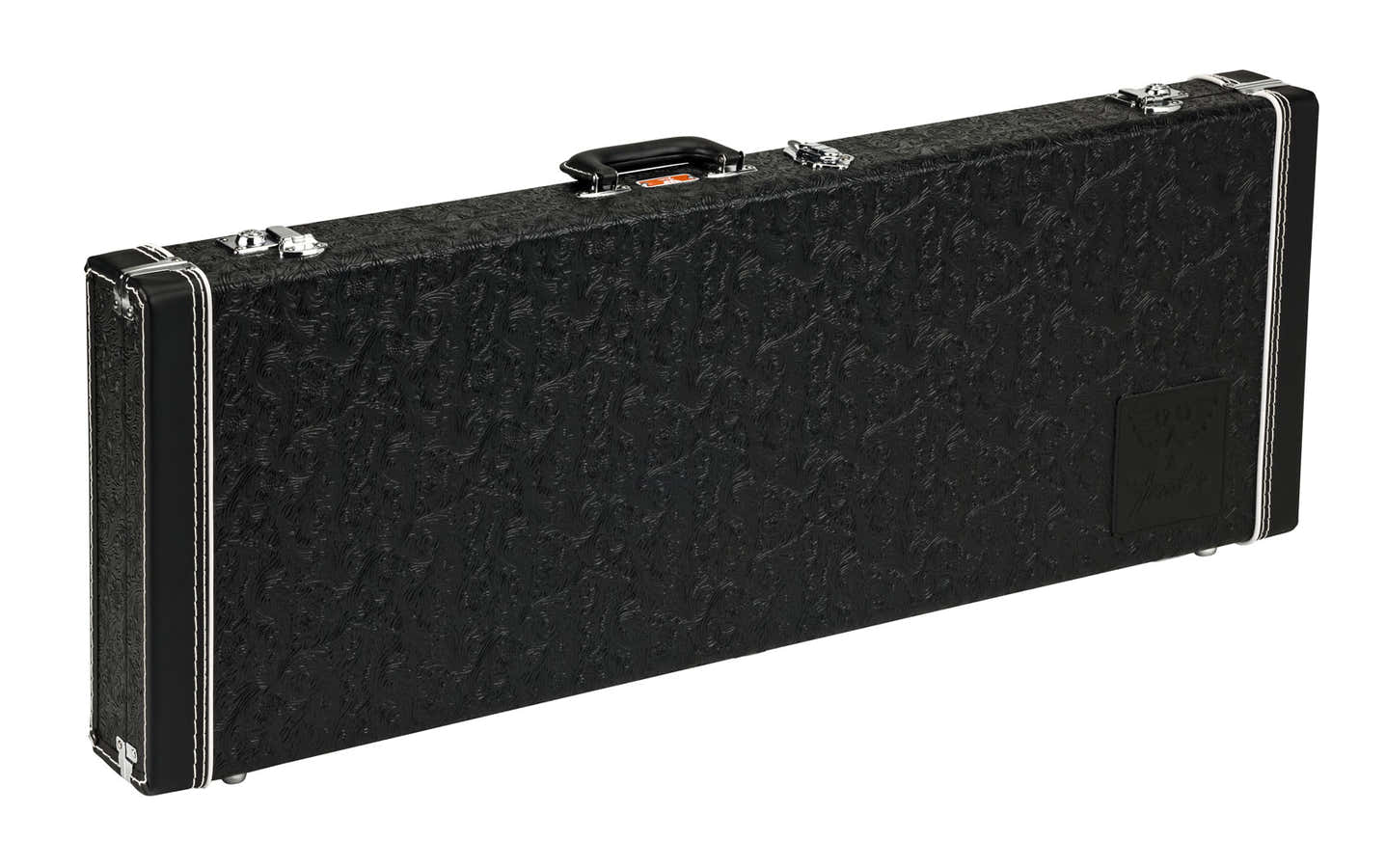 Waylon Jennings Strat-Tele Etui van Zwart Gegraveerd Leer